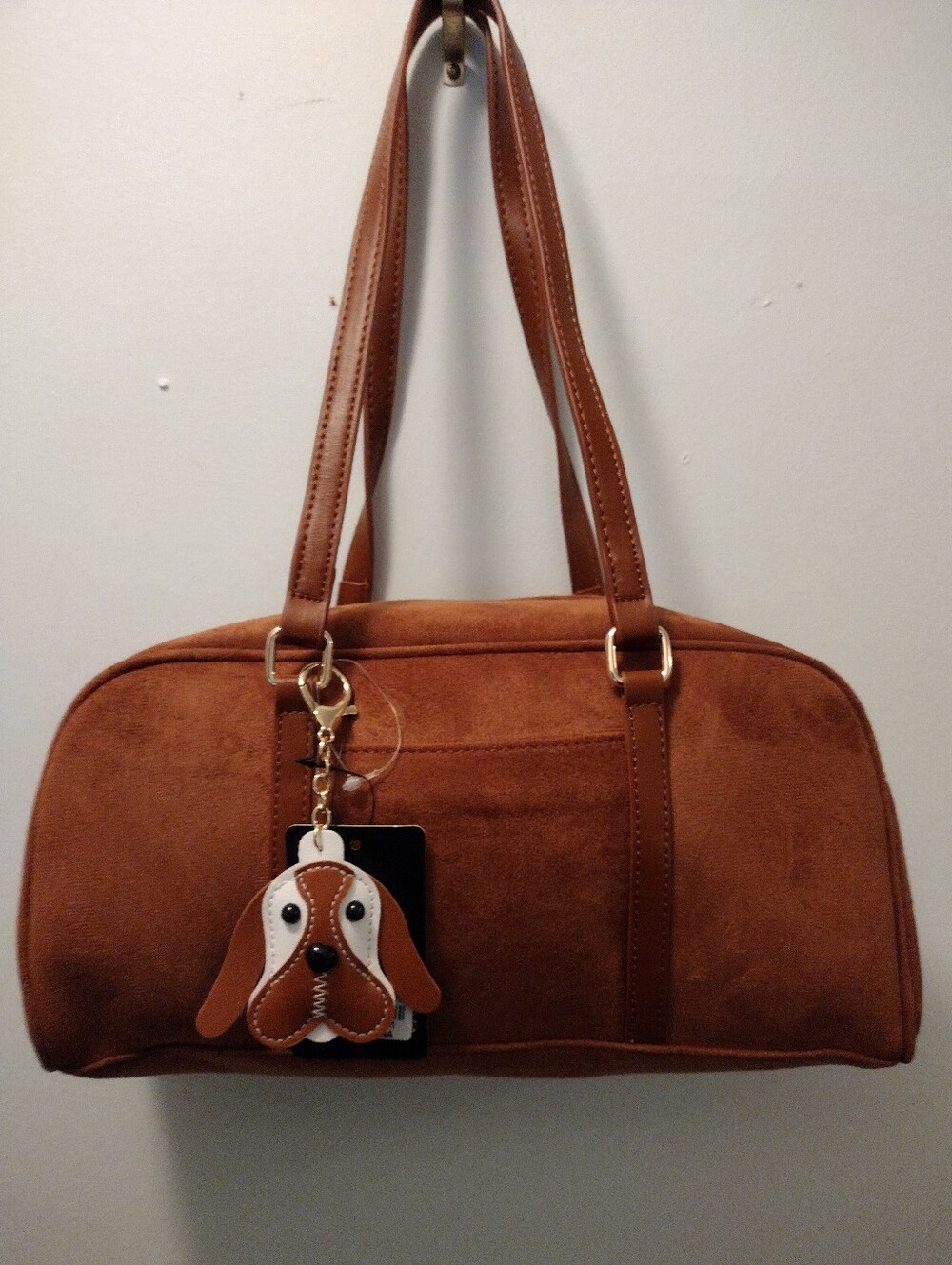 BE COOL Suede Shoulder Bag in Camel/Tan
